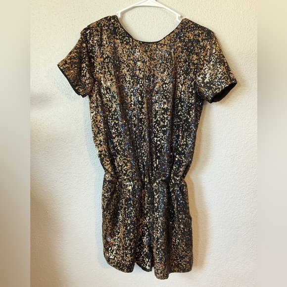 Shoshanna Gold Sequin Zena Back Tie Romper Size 4 - Picture 2 of 10